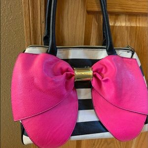 Hot Pink, Black Stripped Betsy Johnson Bag